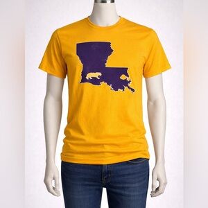 Unisex Louisiana State Tiger Graphic T-Shirt Gold Purple Size S Cotton